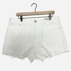 Madewell  Women Relaxed Denim Shorts Size 31 Cream Raw Hem Cut Off New